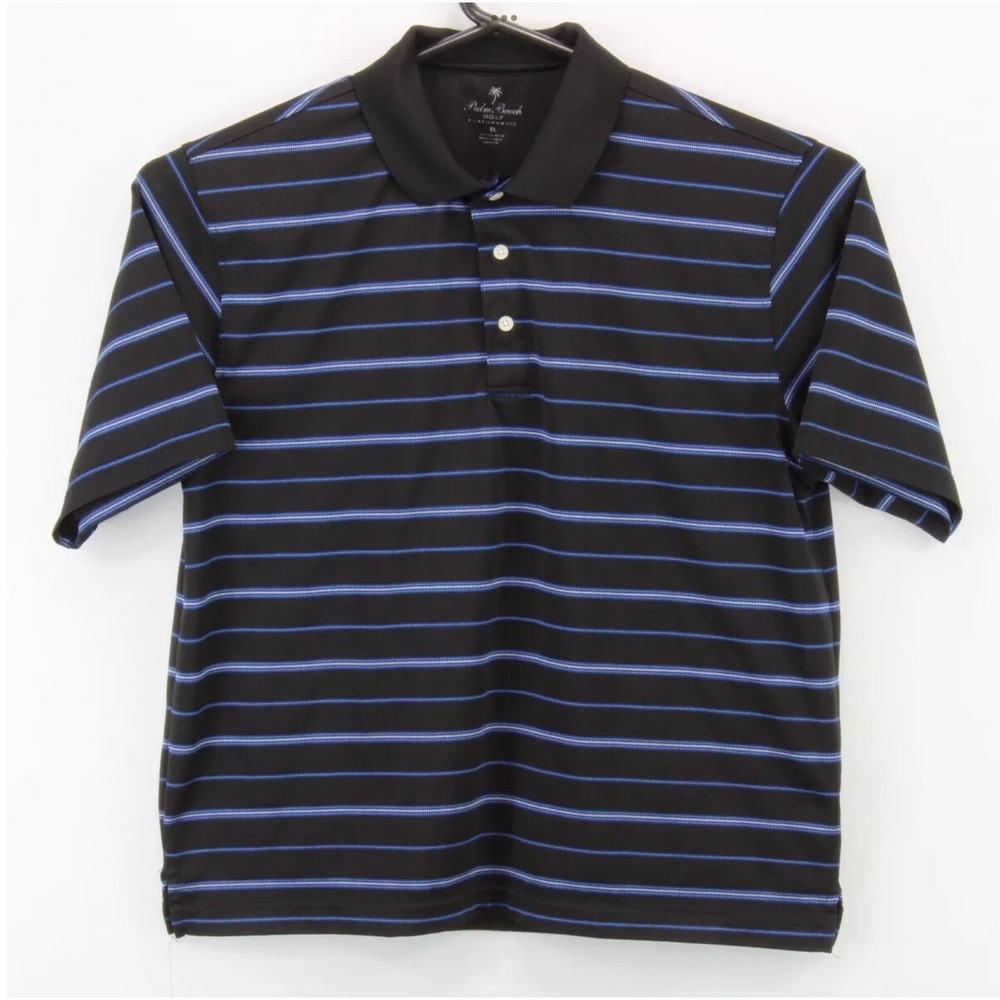 Palm Beach Polo‎ Golf Shirt XL Mens Button Up SS Collared Multicolor Striped
